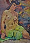 SION GROPA MARIA 1910-1992,Nude with green curtain,GoldArt RO 2016-04-13