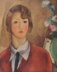 Sion Ion Theodorescu 1882-1939,Girl in Red,1927,Alis Auction RO 2010-10-05