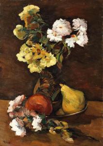 Sion Ion Theodorescu 1882-1939,Still Life with Chrysanthemums and Fruit,Artmark RO 2017-11-02
