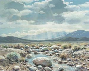 SIPOS Raymond 1938,Stream through a desert landscape,John Moran Auctioneers US 2020-06-24