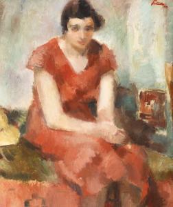 SIRATO Francisc 1877-1953,În interior (Rochia roșie),1932,Artmark RO 2014-09-24