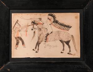 Sitting Bull,a warrior on horseback capturing an armed man on f,19th century,Skinner US 2019-05-18