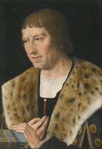 sittow michiel 1468-1525,PORTRAIT OF A MAN, HEAD AND SHOULDERS, WEARING A F,Sotheby's GB 2012-12-06