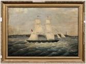 SIVEWRIGHT R.G,Sailing Vessel "Nonsuch" in a Harbor with Paddle S,Brunk Auctions 2010-07-10