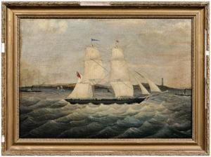 SIVEWRIGHT R.G,Sailing Vessel "Nonsuch" in a Harbor with Paddle S,Brunk Auctions 2010-07-10