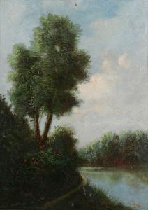 SIVRY JULES 1800-1800,Landschap met boom bij meer,Bernaerts BE 2011-06-20