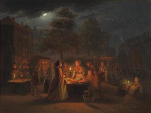SJAMAAR Pieter Gerardus 1819-1876,Scène de marché au clair de lune,Mercier & Cie FR 2024-04-07