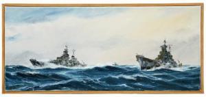 SJOSTROM Hakan 1947,Örlogsfartyg till havs,Uppsala Auction SE 2020-03-03