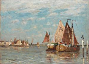 SKÅNBERG Carl 1850-1883,"Fiskeskutor, Holland" (Fishing boats, Holland),1877,Bukowskis SE 2018-06-07