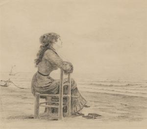 SKARBINA Franz 1849-1910,Dame am Strand,Van Ham DE 2024-01-30