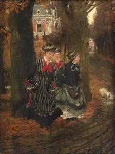 SKARBINA Franz 1849-1910,Two young ladies of the society with their governe,Nagel DE 2023-11-08
