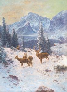 SKELL Ludwig 1842-1905,A Herd of Red Deer in Winter,Palais Dorotheum AT 2022-09-08