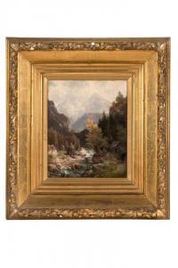 SKELL Ludwig 1842-1905,Paire de tableaux Paysage des Alpes au torrent,Aguttes FR 2024-01-17