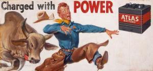 SKEMP Robert Oliver 1907-1979,"Charged with Power", Atlas Battery advertisement,Heritage 2012-10-13