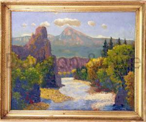 SKENE Harold Vincent 1883-1978,Sentinel Rock, Gunnison River, #303, 1966,Nye & Company US 2008-09-17