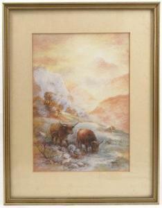SKERRETT James 1954,Highland cattle in snowy landscape,Serrell Philip GB 2016-09-08