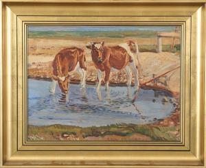 SKJELBORG Axel 1895-1970,Cows by a small pond,1929,Bruun Rasmussen DK 2007-09-03