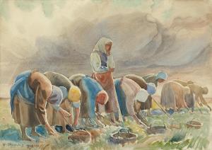 SKOCZYLAS Wladyslaw 1883-1934,In the Field. Beets Digging,1933,Agra-Art PL 2012-03-18