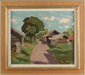 SKOGLUN Wilhelm 1958,Expressief landschap met huizen,1958,Twents Veilinghuis NL 2017-01-13