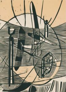 SKOTNES Cecil 1926-2009,Untitled (Sunrise With Figures),Strauss Co. ZA 2024-04-15