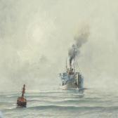 SKOTTENBORG FREDERIKSEN Arne 1932-1990,Ships portrait of the steamboat Inger L,1966,Bruun Rasmussen 2015-06-15