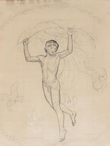 SKOVGAARD Joachim,A youth holding a branch, to the left two flying d,Bruun Rasmussen 2024-01-22