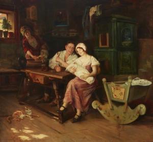 SKRAMLIK Jan 1860-1936,Family with baby in an interior,John Moran Auctioneers US 2021-01-26