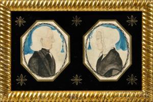 SKYNNER Thomas 1840-1852,Double Profile Portrait of a Husband and Wife,Skinner US 2016-02-27