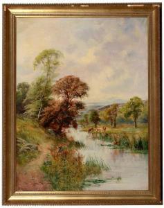 Slater Walter James 1845-1923,A river landscape with cattle in the ,19th Century,Anderson & Garland 2019-06-18