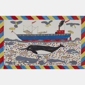 SLEEP Joseph, Joe 1914-1978,Whales And Boat,Waddington's CA 2017-03-11