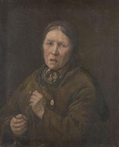 SLENDZINSKI Wincenty 1837-1909,Portrait of an old woman holding a rosary,1889,Rosebery's 2021-11-17
