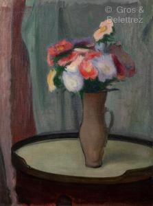 SLEWINSKI Ladislas,Fleurs au pichet sur une table bouillotte,1916,Gros-Delettrez 2023-12-05