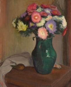 SLEWINSKI Ladislas 1854-1918,Kwiaty w wazonie z zieloną polewą ("Fleurs au,1909,Sopocki Dom Aukcjny 2023-05-13
