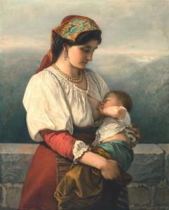 SLINGENEYER Ernest 1820-1894,Italian mother feeding her child,1872,De Vuyst BE 2023-10-21