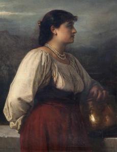 SLINGENEYER Ernest 1820-1894,Portrait d'une femme à la cruche de lait,Mercier & Cie FR 2017-04-23