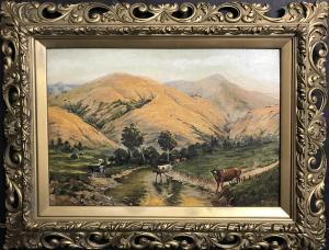 SLOAN Junius R 1827-1900,Cows Watering,1874,Clars Auction Gallery US 2020-04-19