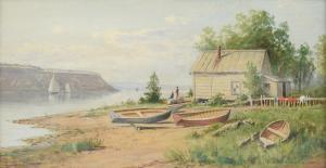 SLOAN Junius R 1827-1900,Fisherman Shack on Hudson River,1849,Simpson Galleries US 2017-02-25