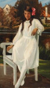SLOTT MOLLER HARALD 1864-1937,A young girl in white,Bruun Rasmussen DK 2024-03-04