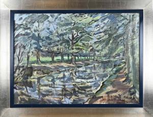 SLUIJTERS Jan 1914-2005,Impressionistic river view with trees,Twents Veilinghuis NL 2023-01-12