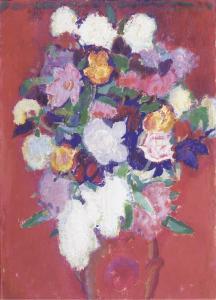SLUIJTERS Jan Schilder 1881-1957,A still life with flowers in a red vase,1953,Christie's 2002-05-28