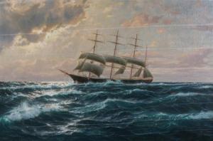 SLUSING Franzis 1900-1900,FOUR-MASTED SCHOONER ON HIGH SEAS,1929,Sloans & Kenyon US 2010-02-05