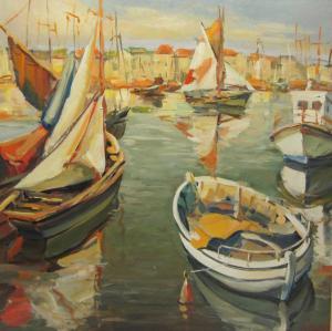 SLUTSKER Michael 1946,Boats in the Harbour,David Duggleby Limited GB 2017-09-15