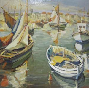 SLUTSKER Michael 1946,Boats in the Harbour,David Duggleby Limited GB 2017-03-17
