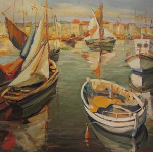 SLUTSKER Michael 1946,Boats in the Harbour,David Duggleby Limited GB 2016-09-09