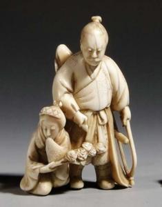 SMALL Charles A 1900-1900,IVORY OKIMONO OF OTA DOKAN AND A YOUNG MAIDEN HOLD,Nagel DE 2007-05-11
