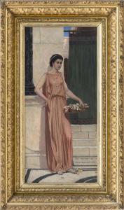 SMALL Frank Otis 1860,A classical woman holding flowers,Eldred's US 2017-11-17