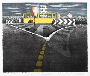 SMART Frank Jeffrey Edson 1921-2013,The Waiting Bus,1986,Menzies Art Brands AU 2016-03-23