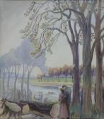 SMART Hilda E 1800-1900,COUPLES ON THE BANKS OF THE RIVER TRENT,1957,Mellors & Kirk GB 2018-03-21