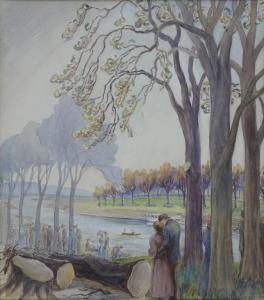 SMART Hilda E 1800-1900,COUPLES ON THE BANKS OF THE RIVER TRENT,1957,Mellors & Kirk GB 2018-03-21