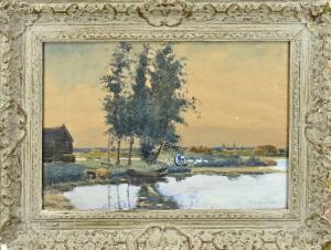 SMEERDIJK Anton 1885-1965,River view with washerwoman,Twents Veilinghuis NL 2024-01-11